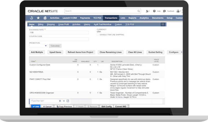 Netsuites Quoting Dashboard