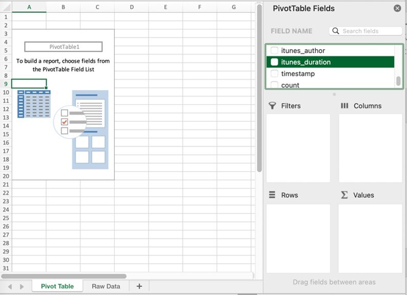open pivot table