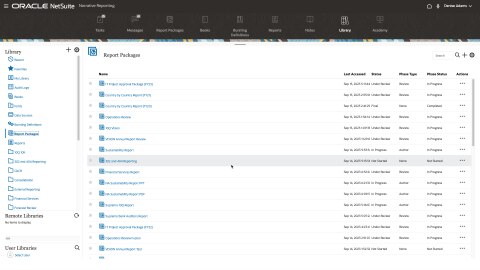 NetSuite Narrative Reporting Dashboard