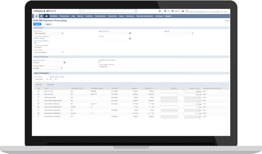 Payment Automation dashboard