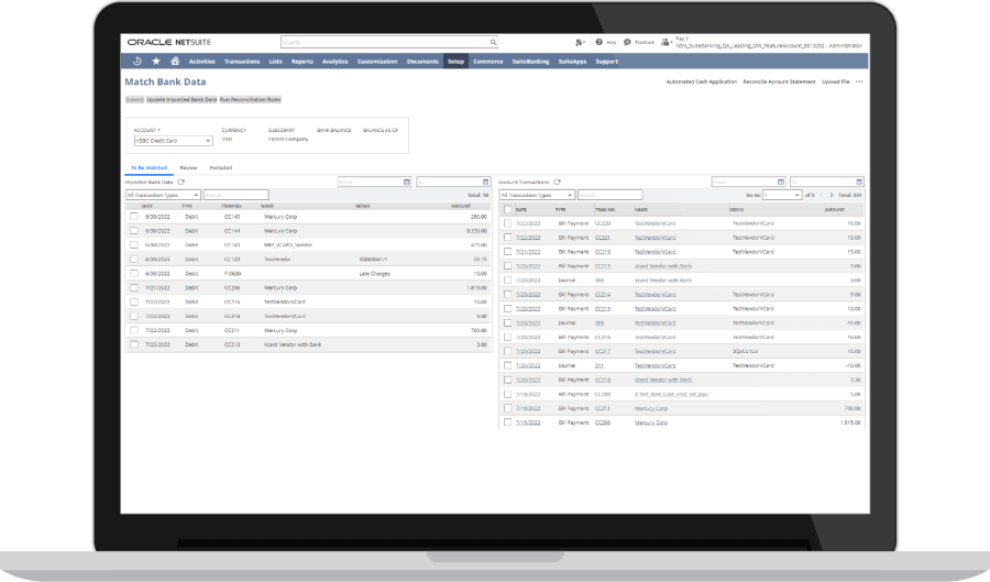 Payment Reconciliation dashboard