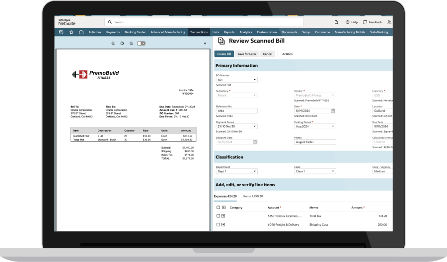 Invoice Capture dashboard