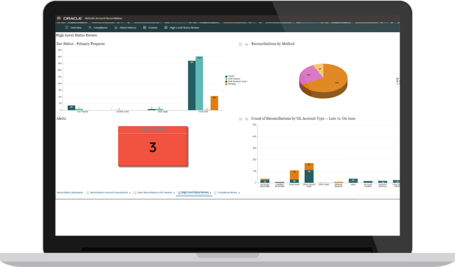 Account Reconciliation Software dashboard