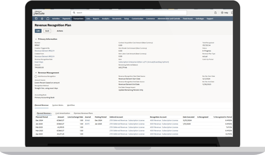 Revenue Plan Management Dashboard
