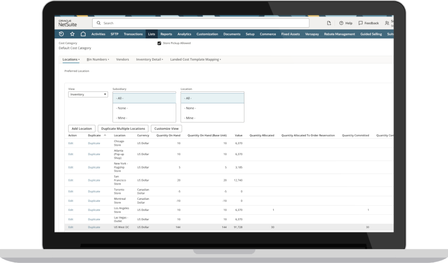 NetSuite Dashboard. Screenshot.